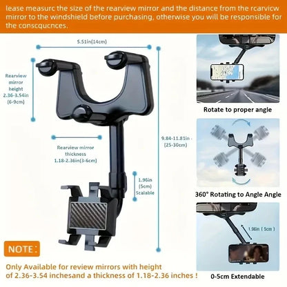 360 Car Phone Holder Rearview Mirror Mount Car Bracket Navigation GPS Stand Foldable Adjustment Mobile Cell Phone Support in Car