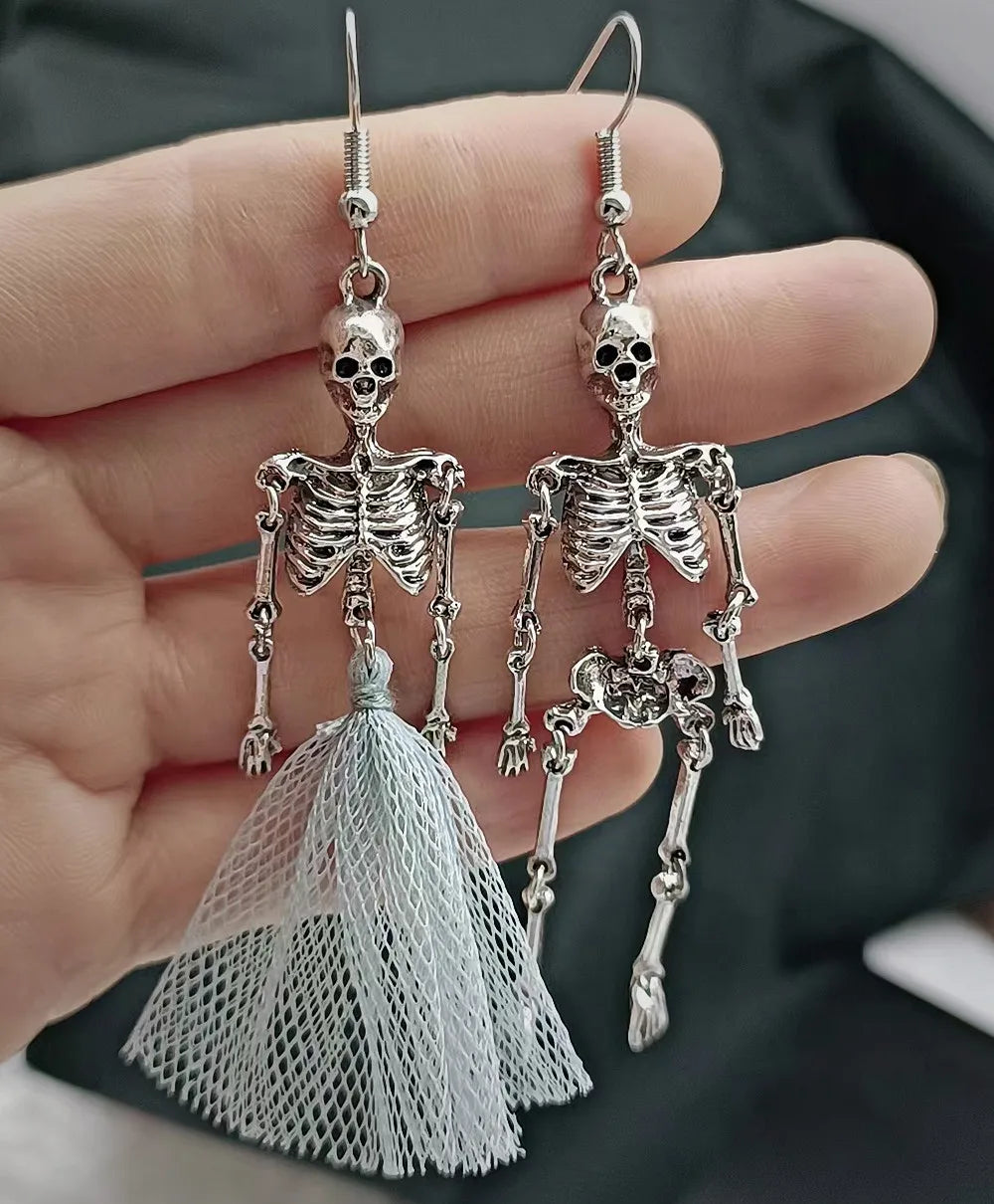 Halloween Skull Earrings, Gothic Personality, Horror Day of the Dead Costume Party Cosplay Accessories