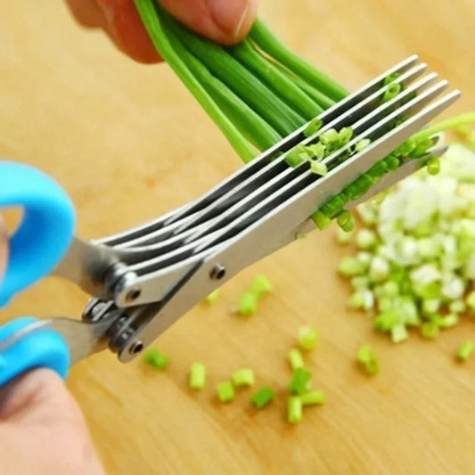 Multi-Functional Stainless Steel Kitchen Scissors – 3/5 Layer Herb, Scallion & Vegetable Cutter - Go Shopping Market