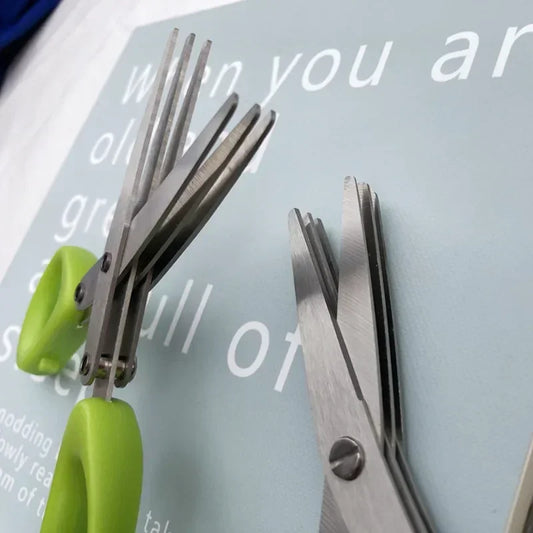 Multi-Functional Stainless Steel Kitchen Scissors – 3/5 Layer Herb, Scallion & Vegetable Cutter - Go Shopping Market
