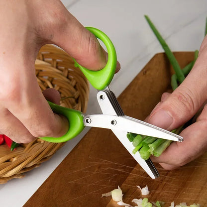 Multi-Functional Stainless Steel Kitchen Scissors – 3/5 Layer Herb, Scallion & Vegetable Cutter - Go Shopping Market