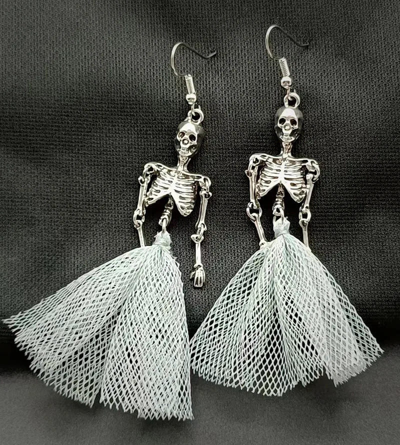 Halloween Skull Earrings, Gothic Personality, Horror Day of the Dead Costume Party Cosplay Accessories