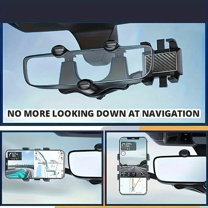 360 Car Phone Holder Rearview Mirror Mount Car Bracket Navigation GPS Stand Foldable Adjustment Mobile Cell Phone Support in Car