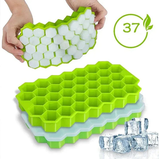 Honeycomb Ice Cube Tray – 37 Lattice Mold Maker Without Lid for Kitchen & Drinks - Go Shopping Market