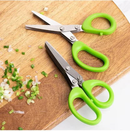 Multi-Functional Stainless Steel Kitchen Scissors – 3/5 Layer Herb, Scallion & Vegetable Cutter - Go Shopping Market
