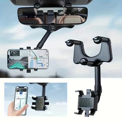 360 Car Phone Holder Rearview Mirror Mount Car Bracket Navigation GPS Stand Foldable Adjustment Mobile Cell Phone Support in Car